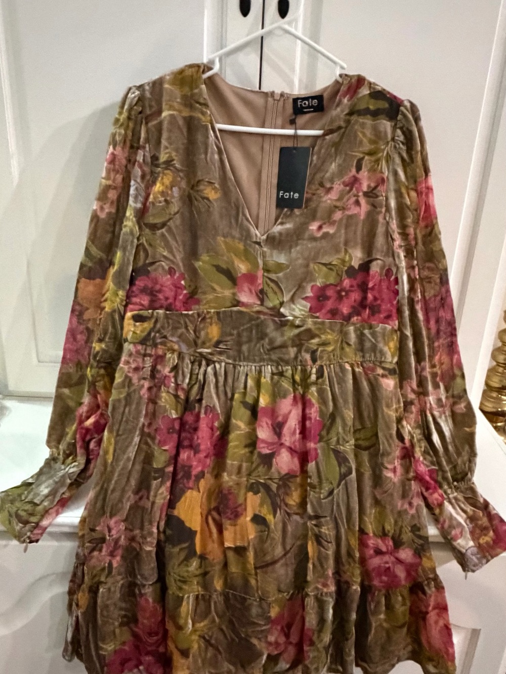 Fate Floral Velvet Tiered Dress - Olive & Rose